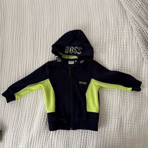 Boss Kids' Black and Neon Green Hoodie